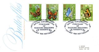 13 May 1981 Butterflies Post Office First Day Cover Nottingham Trust Shs photo