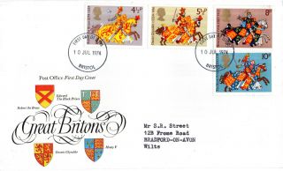 10 July 1974 Great Britons Post Office First Day Cover Bristol Fdi photo