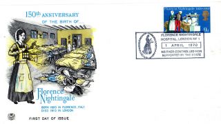 1 April 1970 Florence Nightiingale Stuart First Day Cover Fn Hospital Shs photo