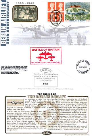 12 May 1999 Berlin Airlift Label Benham Blcs 156 First Day Cover Watford Shs photo