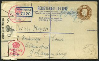Great Britain 1943 Registered Cover To Johannesburg / Customs & Excise Label photo