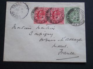 Gb Scotland 1907 Kevii 21/2d Cover Lochgilphead Double Circle Postmark To France photo