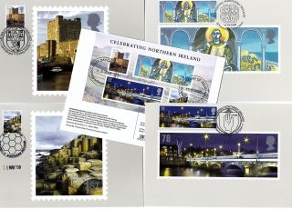 2008 Celebrating Northern Ireland Phq Cards With Related Fdi Handstamps No Cgb3 photo