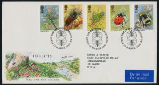 Great Britain 1098 - 1102 Fdc Insects,  Flowers - Royal Mail Cover photo