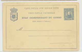 Etat Independant Congo - 15 Cent.  Post.  Stat.  - Response Payee photo