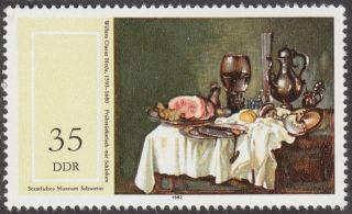 East Germany Ddr Gdr 1982 Stamp - Breakfast Table With Ham Willem Claesz Heda photo