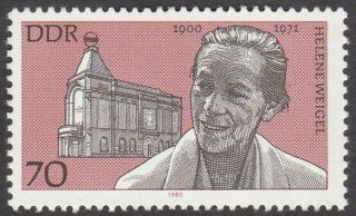 East Germany Ddr Gdr 1980 Stamp - Actress Helene Weigel 