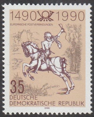 East Germany Ddr Gdr 1990 Stamp - 500 Years Postal Services Postrider Duerer photo