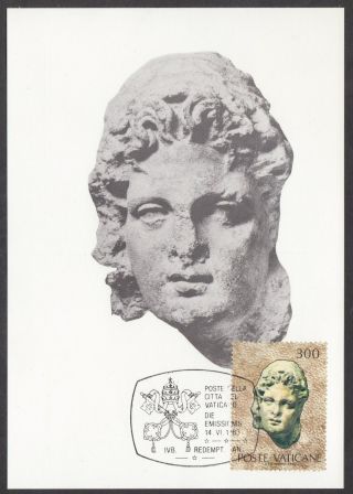 Vatican City 1983 Maxicard - Papacy & Art Exhibition Etruscan Head Of Man photo