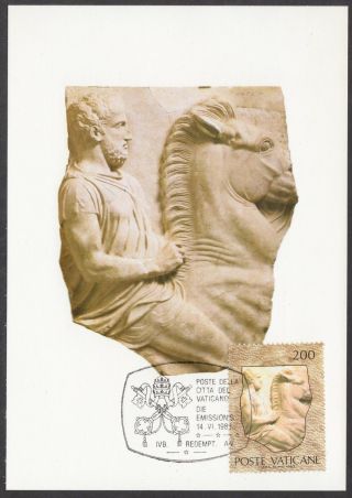 Vatican City 1983 Maxicard - Papacy & Art Exhibition Greek Relief Of Horseman photo