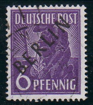West Berlin 1948 Black Overprint On Allied Occupation Issue 6pf Value photo
