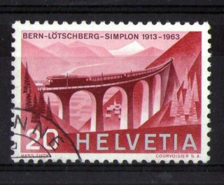 Switzerland 1963 Steam Locomotives Commemorative Stamp Vfu photo