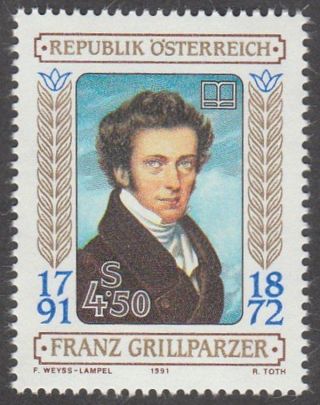 Austria 1991 Stamp - Dramatist Franz Grillparzer photo