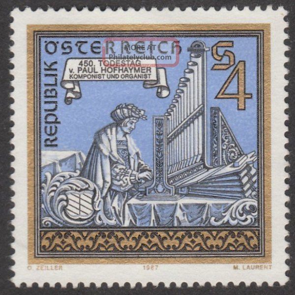 Austria 1987 Stamp - Composer Organist Paul Hofhaymer (at Organ)