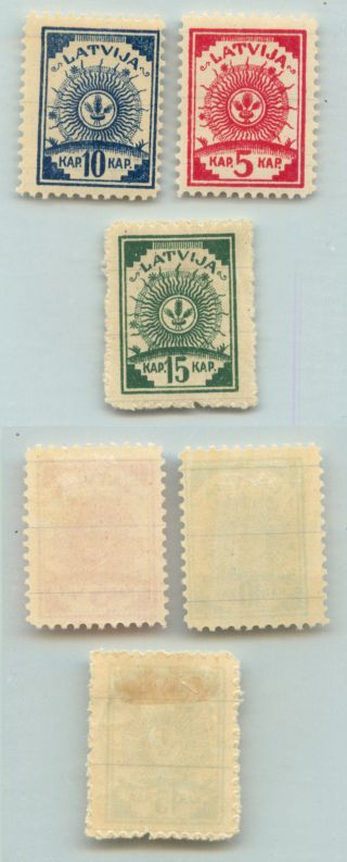 Latvia,  1919,  Sc 6 - 8, ,  Ruled Lines.  D9308 photo