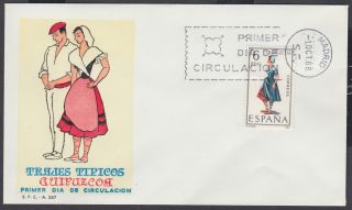 1968 Guipuzcoa - Spain Regional Costume Fdc; First Day Cover photo