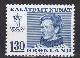Greenland.  1977.  Queen Margrethe.  130 øre.  Blue. . photo