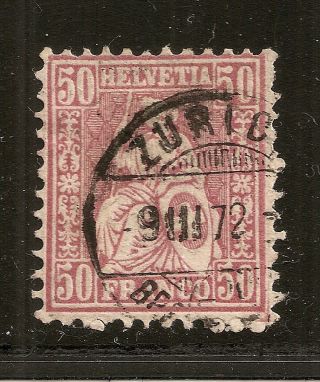 Switzerland - 1867 - 78 Seated Helvetia 50ct Violet (sc 59 / Zu 43) Cv $77.  50 photo