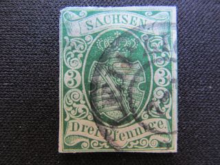 1851 Saxony (german State) 3 Pfennige Stamp,  2,  Cv $95.  00 photo