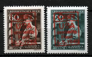 Czechoslovakia 1945 Liberation Local Issues Plzen Usa Type V Red Overprint photo
