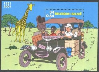 Belgium Tintin In Congo - Ford Model T Car - Sheet - Giraffe - Bd - Bande Dessinée - Comic photo