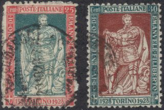 Tmm 1928 Italy Pictoral Issue S 202,  203 Vf Used/light Hinge/medium Cancel photo