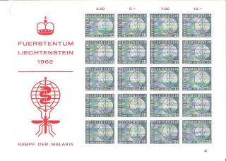 Liechtenstein 1962 Malaria Education Mini - Sheet (sc 371) photo