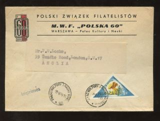 Stamp Dealer Advertising Poland 1959 Illust.  Cover To Gb. . .  Triangular 12zt photo
