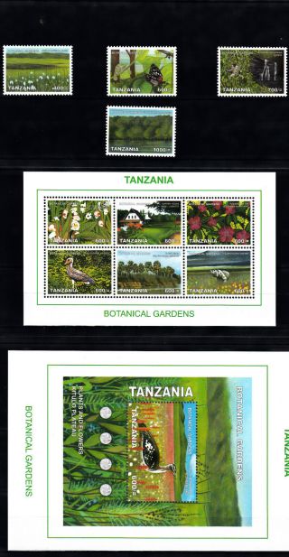 Tanzania 2008 Botanical Gardens 11v Incl 2 M/s Birds Butterfly Trees Flowers photo