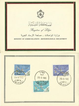 1965 Libia/libya Folder/booklet Meteorological Day Omaggio Ministry Director photo