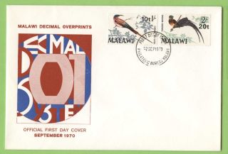 Malawi 1970 Decimal Overprints On Bird Definitives First Day Cover photo