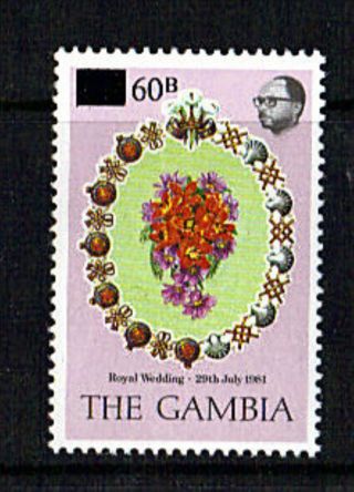 Gambia 1981 Royal Wedding 60b Overprint Commemorative Stamp photo