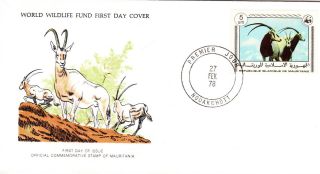 World Wildlife Fund First Day Cover - Mauritania - Scimitar - Horned Oryx - N0 77 photo