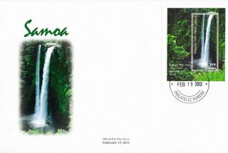 Samoa 2013 Fdc Waterfall 1v Sheet Cover Fuipisia Falls Upolu Islands River photo