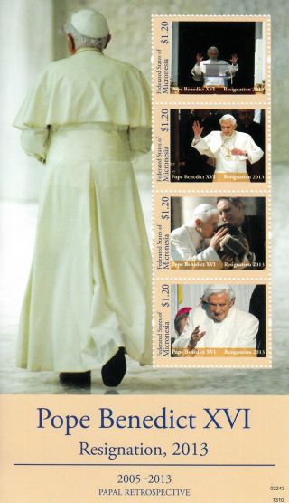 Micronesia 2013 Papal Retrospective Pope Benedict Xvi Resignation I 4v M/s photo