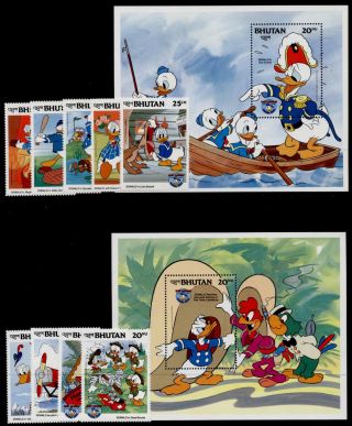 Bhutan 460 - 70 Disney,  Donald Duck 50th Anniv,  Golf,  Boat photo
