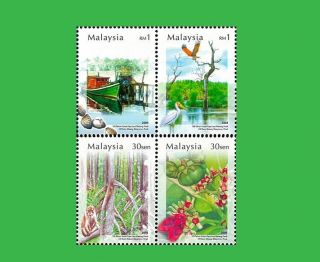 Malaysia Stamp,  2004 Mal0413 100 Year Matang Mangoves Park,  Bird,  Flower,  Place photo