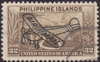 Philippine Airmail Stamp Us Stamp C51 A49 32c Olive Brown 1932 Overprint Bob photo
