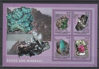 Grenadines Of Grenada 2014 Rocks & Minerals 4v M/s Ii Tourmaline Rubis Brute photo