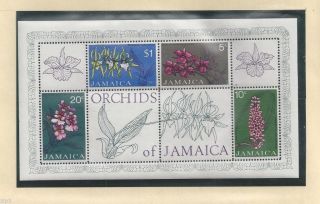 Jamaica 1973 S/s Of 4 Orchid Flower Stampssc 378a Og photo