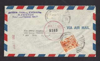 Haiti Airmail Cover To Derry Co.  - - York City - - - 1952 - - - Cover photo
