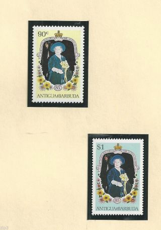 Antigua - Barbuda - 1985 - 85th Birthday Queen Mother - Orchids Sc 866 - 867 Og photo