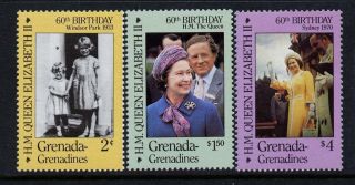 Grenada Grenadines 749 - 51 - Queen Elizabeth 60th Birthday photo