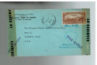 1944 Port Au Prince Haiti Airmail Royal Bank Of Canada Censored Cover To Usa photo
