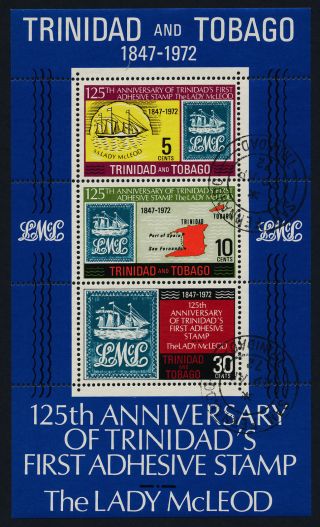 Trinidad & Tobago 218a - Stamp On Stamp,  Ship,  Map photo