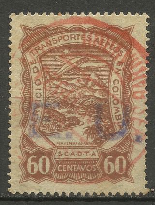 Colombia 1923 - 28 Airmail Stamp Scadta Violet Surcharged E.  U.  United States photo