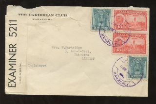 Venezuela 1942 Caribbean Club Envelope Censored To Wales photo