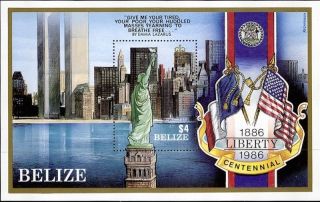 Statue Of Liberty Centennial Souvenir Sheet Belize 819 photo