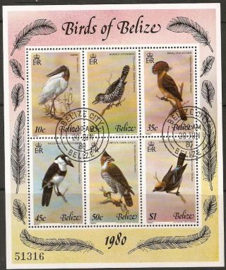 Belize Sgms567 1980 Birds 4th Series F/used Sheet photo