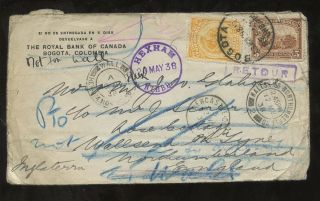 Colombia 1938 Royal Bank Canada To Hexham Gb Unknown + Returned. . .  14 Postmarks photo